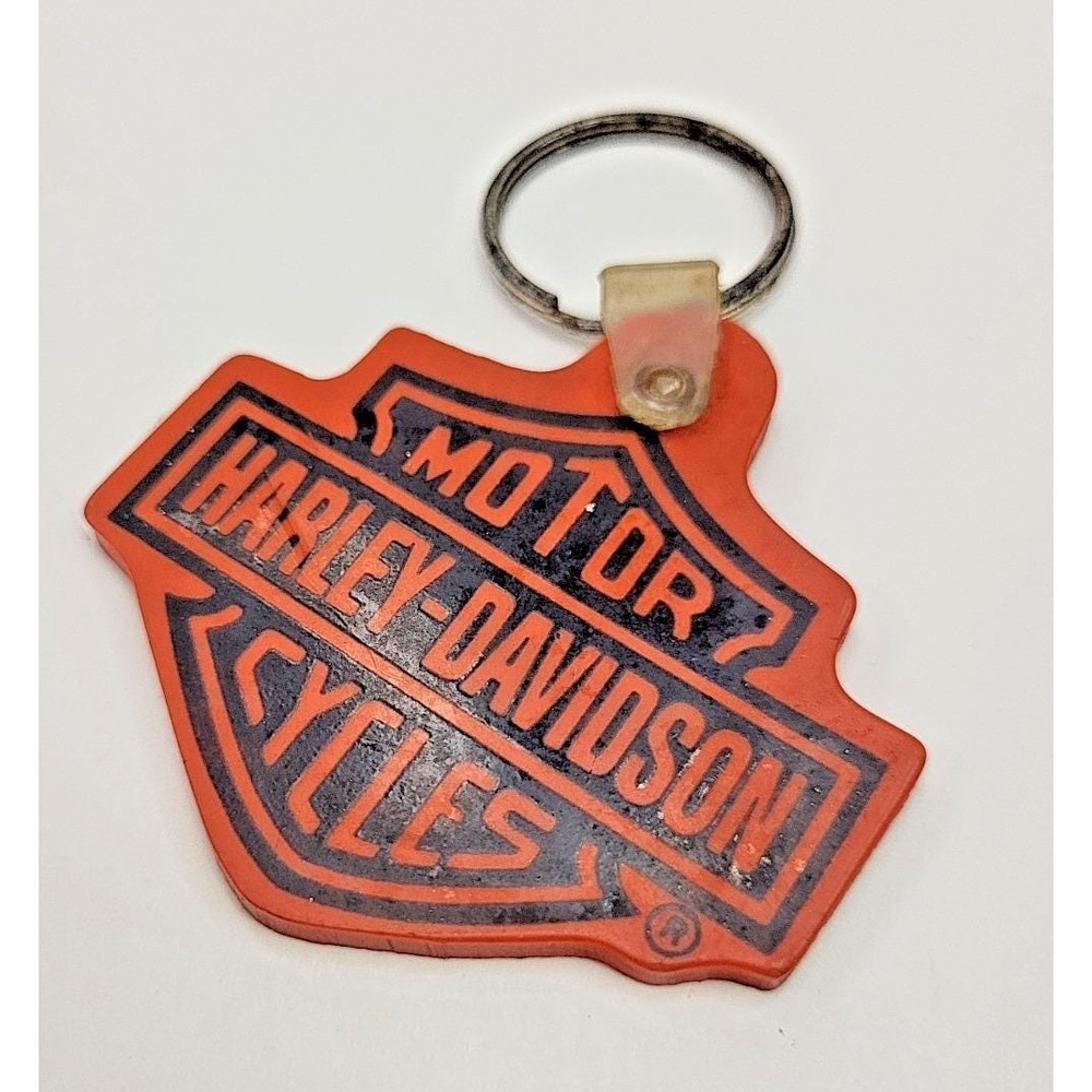 Harley-Davidson Motorcycles Manchester NH Vintage Orange Ring Keychain Fob